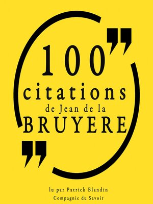 cover image of 100 citations de Jean de La Bruyère
